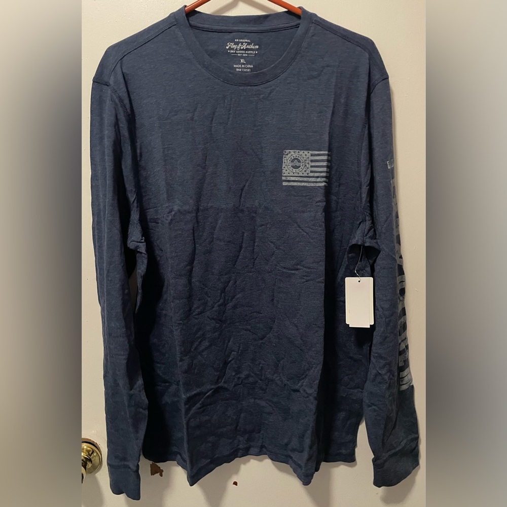 Flag & Anthem Men's Long Sleeve Crew Neck Shirt Navy Heather Extra Large XL NWT